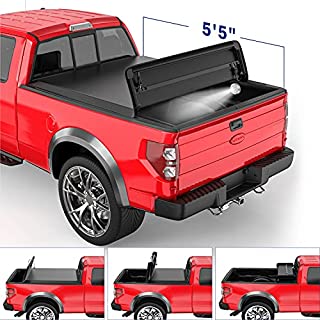 MOSTPLUS Quad Fold Soft Truck Bed Tonneau Cover On Top Compatible for 2015-2021 FORD F150 F-150 Bed Fourth Fold Styleside (5.5 FT Feet Bed)