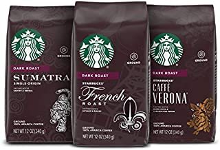 Starbucks Dark Roast Ground Coffee  Variety Pack  3 bags (12 oz. each)