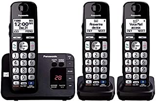 Panasonic KX-TGE233B DECT 6.0 Plus Technology (1.9GHz) Wall Mountable Range Extender Compatible Expandable Cordless Digital Phone with Large Keypad - 3 Handsets,Black