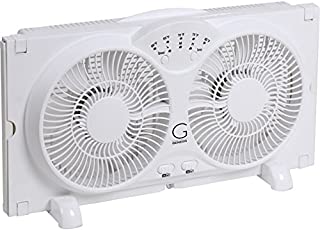 Genesis Twin Window Fan with 9 Inch Blades, High Velocity Reversible AirFlow Fan, LED Indicator Lights Adjustable Thermostat & Max Cool Technology, ETL Certified