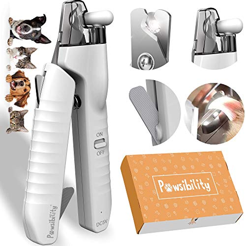 Pawsibility - 2021 Reinvented Pet Nail Clippers for Your Pal - Ultra Bright LED Light for Bloodline | Razor Sharp and Durable Blade | Vets Recommended Trimming Tool for Dogs and Cats - White