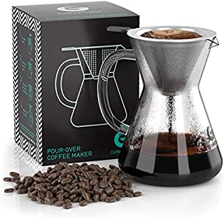 Pour Over Coffee Maker - Great Coffee Made Simple - 3 Cup Hand Drip Coffee Maker With Stainless Steel Filter - No Paper Filters Needed - By Coffee Gator