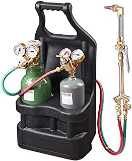 Yescom Portable Weld Torch Tank Kit Twin Tote Oxygen Acetylene Oxy Cutting Brazing Welding Goggles DOT