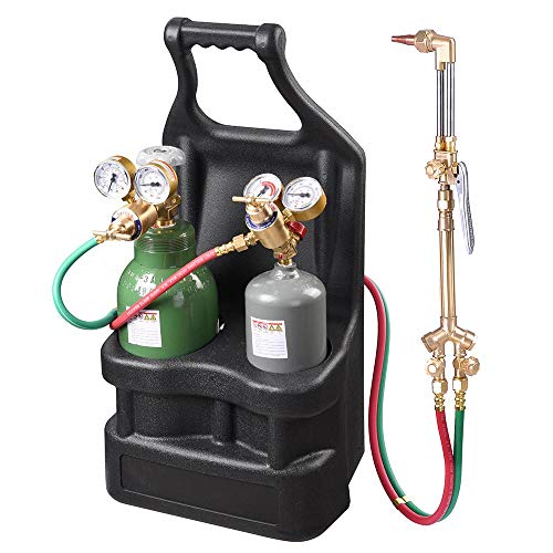 Yescom Portable Weld Torch Tank Kit Twin Tote Oxygen Acetylene Oxy Cutting Brazing Welding Goggles DOT