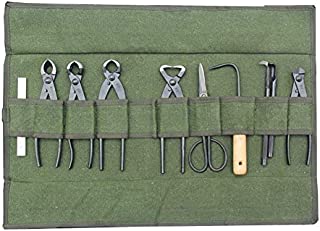 Heavy Duty Canvas Bonsai Tool Roll Storage Bag with 10 Pockets for Garden Portable Compact HGJ40