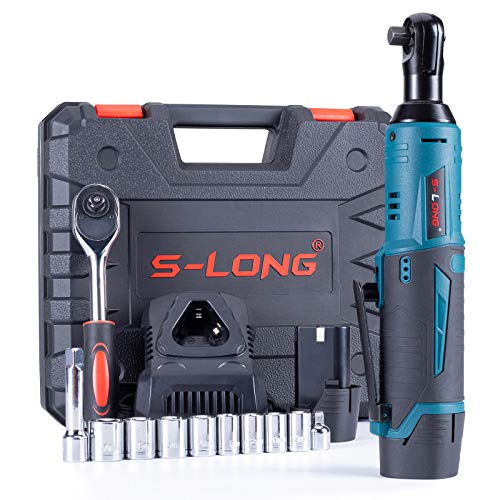 S-LONG Cordless Electric Ratchet Wrench Set, 3/8