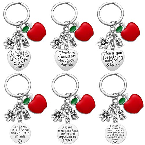 Teacher Gifts for Women - 6PCS Teacher Keychain Teacher Appreciation Gifts, Thank You Gifts for Teachers, Birthday Valentine's Day Christmas Gifts for Teachers