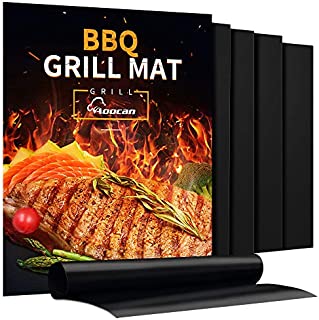 Aoocan Grill Mat - Set of 5 Heavy Duty BBQ Grill Mats Non Stick, BBQ Grill & Baking Mats - Reusable, Easy to Clean Barbecue Grilling Accessories - Work on Gas Charcoal Electric - Extended Warranty