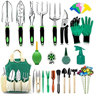 AOKIWO 51 Pcs Garden Tools Set Succulent Tools Set Heavy Duty Aluminum Manual Garden kit Outdoor Gardening Gifts Tools for Men Women