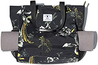 ESVAN Yoga Mat Bag Yoga Tote Carrier Shoulder Bag Carryall Tote for Office,Yoga,Pilates,Travel,Beach and Gym (Black Tropical Rain Forest)