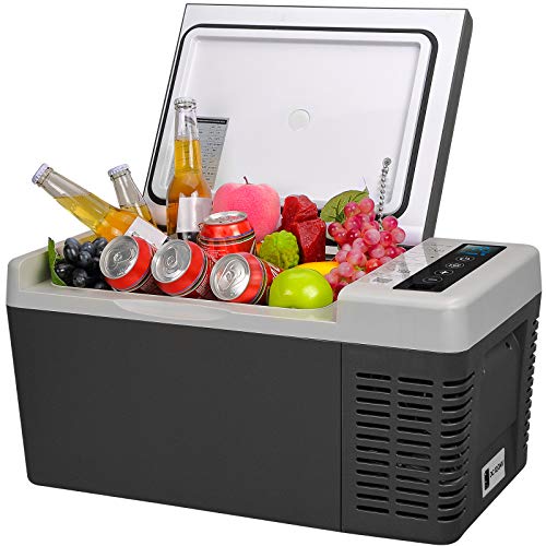 F40C4TMP Portable Refrigerator Freezer 20 Quart 12V Car Freezer Refrigerator 18L (-7.6~50) with 12/24V DC Portable Car Fridge for Truck, RV, Boat, Camping, Travel and Gift