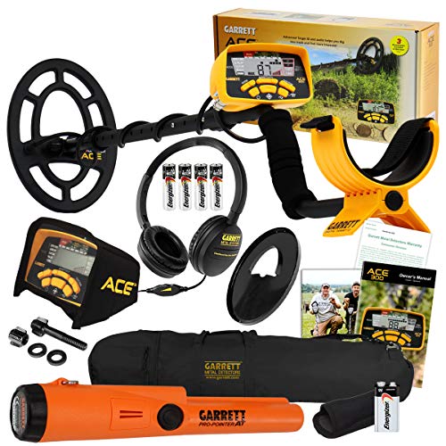 Garrett ACE 300 Metal Detector with Waterproof Coil Pro-Pointer at and Carry Bag