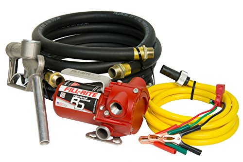 Fill-Rite RD812NH 8 GPM 12V Portable Fuel Transfer Pump with Manual Nozzle, Discharge Hose, Suction Hose, and Power Cord,Red