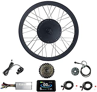 Ricetoo 48V 1500W Snow Bike/Fat Tire Electric Bicycle Conversion Kit 26 inch Wheel Rear Rotate Hub Motor with LCD8H(Color) Display.