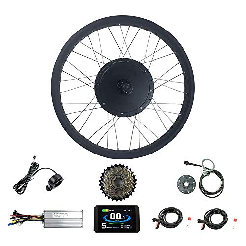 Ricetoo 48V 1500W Snow Bike/Fat Tire Electric Bicycle Conversion Kit 26 inch Wheel Rear Rotate Hub Motor with LCD8H(Color) Display.