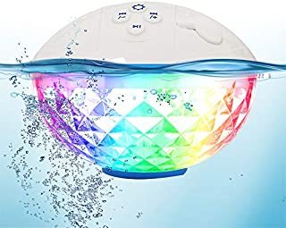 Bluetooth Speakers with Colorful Lights, Portable Speaker IPX7 Waterproof Floatable, Built-in Mic,Crystal Clear Stereo Sound Speakers Bluetooth Wireless 50ft Range for Home Shower Outdoors Pool Travel