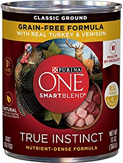 Purina ONE Grain Free, Natural Pate Wet Dog Food, SmartBlend True Instinct With Real Turkey & Venison - (12) 13 oz. Cans