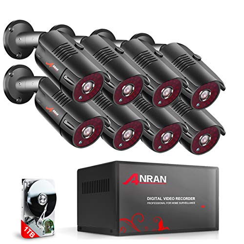 ANRAN 8CH Home Security Camera System 5MP HD TVI AHD DVR Video Recorder with 1TB Hard Drive 8pcs 1920TVL Outdoor Indoor CCTV Surveillance Bullet Cameras IR Night Vision Easy Remote Access Motion Alert