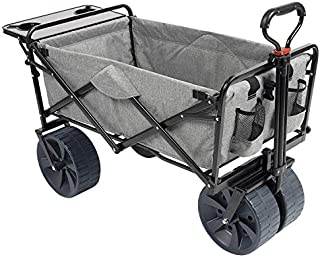 MacSports Collapsible Folding Outdoor Beach Wagon with Side Table, Perfect for Camping, Concerts, Sporting Events, The Beach, and More - Light Gray