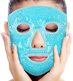 Hot and Cold Gel Face Mask by Soothing Company - Pain Relief for Migraines - Ice Gel Freezer Face Mask Reduce Puffy Eyes,Redness, Headaches, and Stress-Reusable Heat Therapy