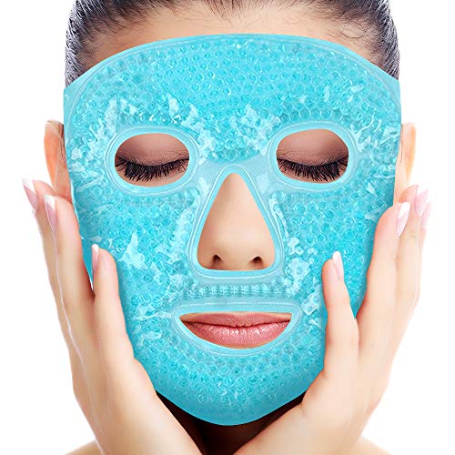 Hot and Cold Gel Face Mask by Soothing Company - Pain Relief for Migraines - Ice Gel Freezer Face Mask Reduce Puffy Eyes,Redness, Headaches, and Stress-Reusable Heat Therapy