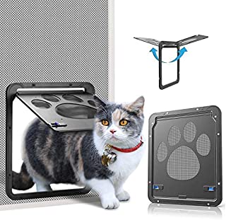 OWNPETS Pet Screen Door,Inside Door 8x10x0.4 inch,Lockable Magnetic Flap Screen Automatic Lockable Black Door for Puppy Dog and Cat Door