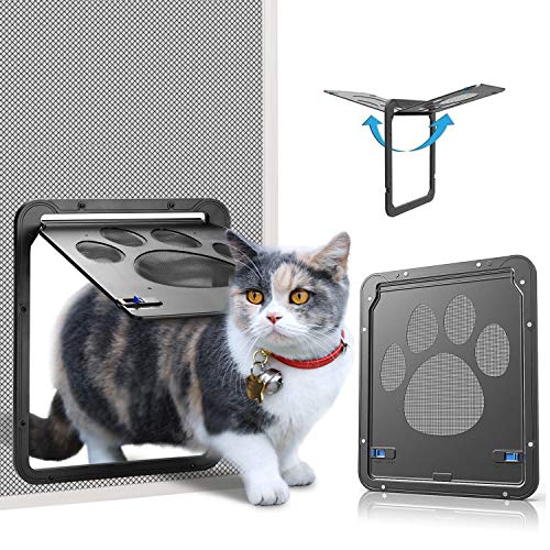 OWNPETS Pet Screen Door,Inside Door 8x10x0.4 inch,Lockable Magnetic Flap Screen Automatic Lockable Black Door for Puppy Dog and Cat Door