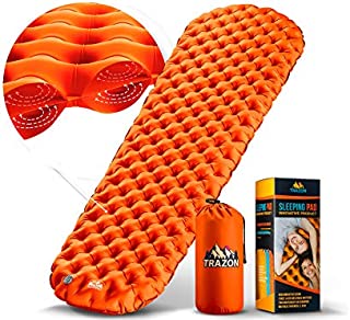 Trazon Camping Sleeping Pad - Mat, (Large), Ultralight Best Sleeping Pads for Backpacking, Hiking Air Mattress - Lightweight, Inflatable & Compact, Camp Sleep Pad