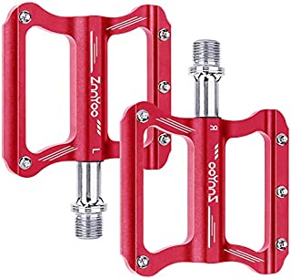 ZnnYoo Bike Pedals, 9/16 Inch Mountain Bike Pedals with Anti Slip Pins, Aluminum Alloy Sealed Bearing Highweight Bicycle Flat Pedals for Mountain Bike MTB BMX Road Bicycle