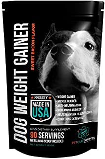 PET CARE Sciences Weight Gain Supplement, Helps Recovery from Injury and Builds Muscle, Multi Benefit, Helps Maintain Healthy Joints, Conditions Skin and Coat. Sweet Bacon Flavor Powder