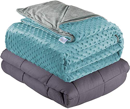 Quility Weighted Blanket for Kids or Adults - Heavy Heating Blankets for Restlessness (48x72, 12 lbs), Grey, Tide Cover