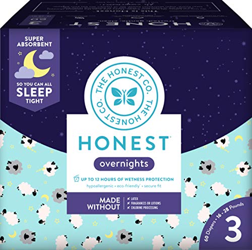 The Honest Company Club Box Overnight Baby Diapers, Sleepy Sheep, Size 3 (60 Count)