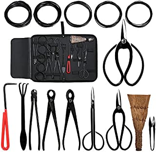 Aonepro Bonsai Tool Kit 10PCS Set Carbon Steel Shear Cutter Scissor Wire Plant Gardening Nylon Case