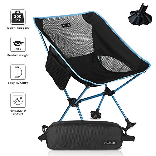 HCcolo Lightweight Compact Folding Camping Backpack Chairs, Portable, Breathable Comfortable, Perfect for Outdoor,Camp,Hiking,Picnic - Upgrade Non-Slip Feet (Sky Blue)