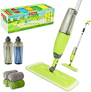 TWINRUN Microfiber Spray Mop for Floor Cleaning,Hardwood Floor Mop Kit-2 Refillable Water Bottles,4 Washable Wet Dry Pads