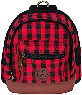 bellerata Dog Backpack Harness, Cute Backpack for Dogs, Built-in Poop Bag Dispenser, Buffalo Plaid & Pu Leather Design Dog Pack for Hiking Training and Daily Walking, Fit Puppy and Small Dogs