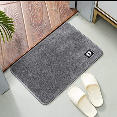 Microfiber Bathroom Rug Mat, Non Slip Absorbent Cozy Soft Mat Bathroom Rug Carpet for Shower Room Toilet Bathroom Mat (15.7x23.6 inch, Grey)