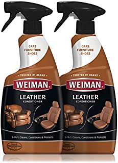 Weiman Leather Cleaner and Conditioner - 22 Ounce (2 Pack) - Non-Toxic Restores Leather Surfaces - Ultra Violet Protectants Help Prevent Cracking or Fading of Leather Furniture, Car Seats, Shoes