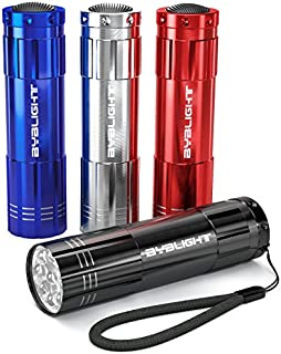 BYB Pack of 4, Super Bright 9 LED Mini Aluminum Flashlight with Lanyard, Assorted Colors, Batteries Not Included, Best Tools for Camping, Hiking, Hunting, Backpacking, Fishing, BBQ and EDC