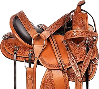 Star Trading Company 14'' 15 16 17 18 GAITED Tree Premium Western Trail Endurance Horse Saddle TACK Light Chestnut Leather. (18'' Inches)