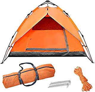 STONCEL Backpacking Tent Instant Pop Up Tent, Automatic 3-4 Person Tent, Double Layer Waterproof Sun Shelter Hydraulic Rainproof Tents for Outdoor Camping, Hiking,Traveling (Orange)