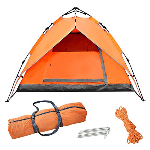 STONCEL Backpacking Tent Instant Pop Up Tent, Automatic 3-4 Person Tent, Double Layer Waterproof Sun Shelter Hydraulic Rainproof Tents for Outdoor Camping, Hiking,Traveling (Orange)