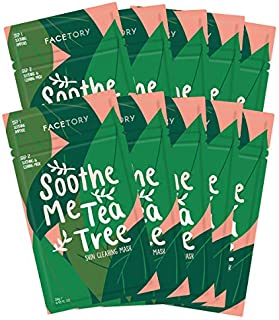 FaceTory Soothe Me Tea Tree 2-Step Sheet Mask with Tea Tree Oil for Acne Prone Skin (Pack of 10)