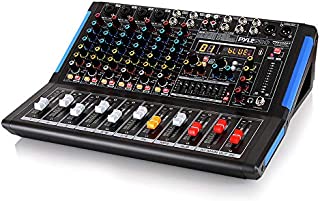 8-Channel Bluetooth Studio Audio Mixer - DJ Sound Controller Interface w/ USB Drive for PC Recording Input, XLR Microphone Jack, 48V Power, RCA Input/Output for Professional and Beginners - PMXU88BT