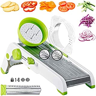 DIKO Mandoline Slicer Vegetable Slicer Adjustable Potato Slicer Onion Chopper Vegetable Cutter Julienne Slicer Waffle French Fry Cutter Cabbage Shredder Potato Chip Food Grater