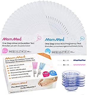 Ovulation Predictor Kit (HCG25-LH100), with 25 Pregnancy Test and 100 Ovulation Test Strips, Easy to Use Ovulation and Pregnancy Test Strips with 125 Urine Cups, High Accuracy Fertility Test, OPK Test