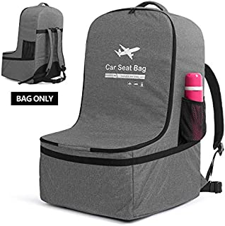 Luxja Car Seat Travel Bag, Car Seat Airplane Bag with Padded Backpack Straps and Adjustable Waist Straps, Car Seat Bag for Travel (Fits for Most Major Car Seat), Gray