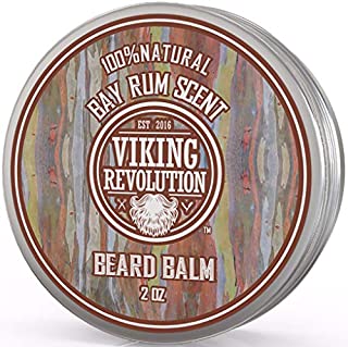 Beard Balm with Bay Rum Scent and Argan & Jojoba Oils - Styles, Strengthens & Softens Beards & Mustaches - Leave in Conditioner Wax for Men by Viking Revolution