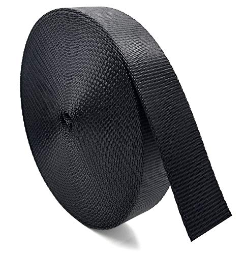 Atneway 1 Roll 10 Yards 1.5 Inch Wide Flat Nylon Webbing Strap for DIY Making Luggage Strap, Dog Leashes, Lawn Chairs, Hammocks, Towing, Outdoor Activities, Canoe Seat, Furniture, Slings - Black