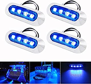 PSEQT 3.8'' Submersible Marine Boat Lights, Waterproof Led Deck Courtesy Interior Lights Transom Cockpit Light for Yacht Fishing Pontoon Sailboat Kayak Bass Boat Vessel 12V 24V (Blue 4Pcs)